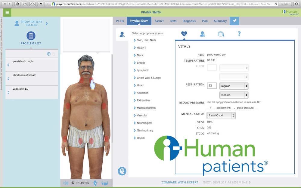 A male virtual ihuman patient